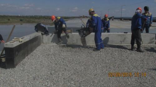 Progress of work of Company "OHL ZS" JSC lot 8 (bridge over the river Ili km 283). September 2015.