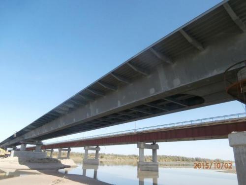 Progress of work of Company "OHL ZS" JSC lot 8 (bridge over the river Ili km 283). October 2015.