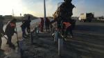 Construction of cement concrete pavement on median 