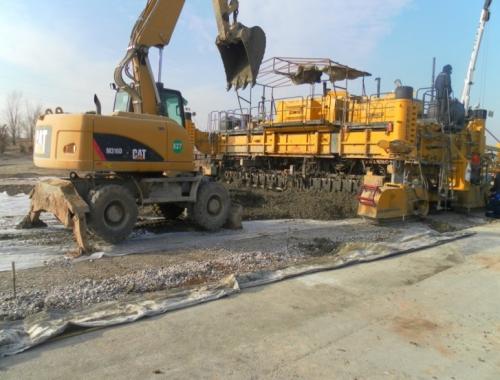 Laying of cement concrete pavement PK235 Laying of cement concrete pavement PK235