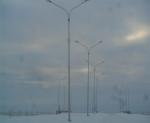 Illumination poles installation of the overpass at PK 175+44