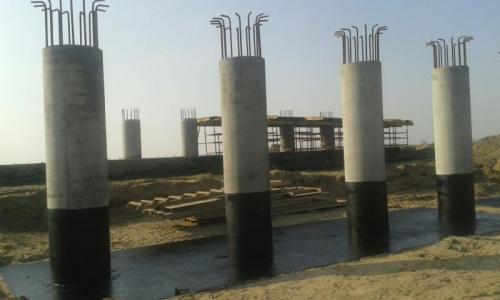 PK 441+22 waterproofing of pile cap and pier, support # 2, right PK 441+22 waterproofing of pile cap and pier, support # 2, right