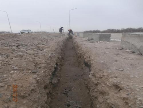 Trenching under lighting cable