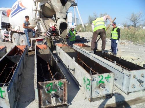Concrete pouring of Lightning pole foundation Concrete pouring of Lightning pole foundation