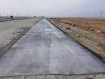 Concrete widening of deceleration lane of rest area at pk 365+00 LHS